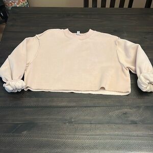 xintianji women tan crop sweatshirt- small